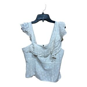 Five Seventy Five Sleeveless Flutter Botton Front Top